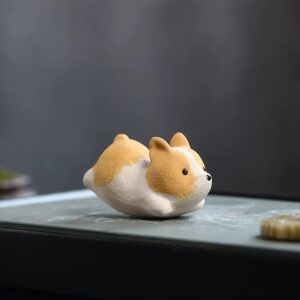 Handmade Zisha (purple clay) tea pet Corgi figurine, roly-poly toy, including shipping and taxes.